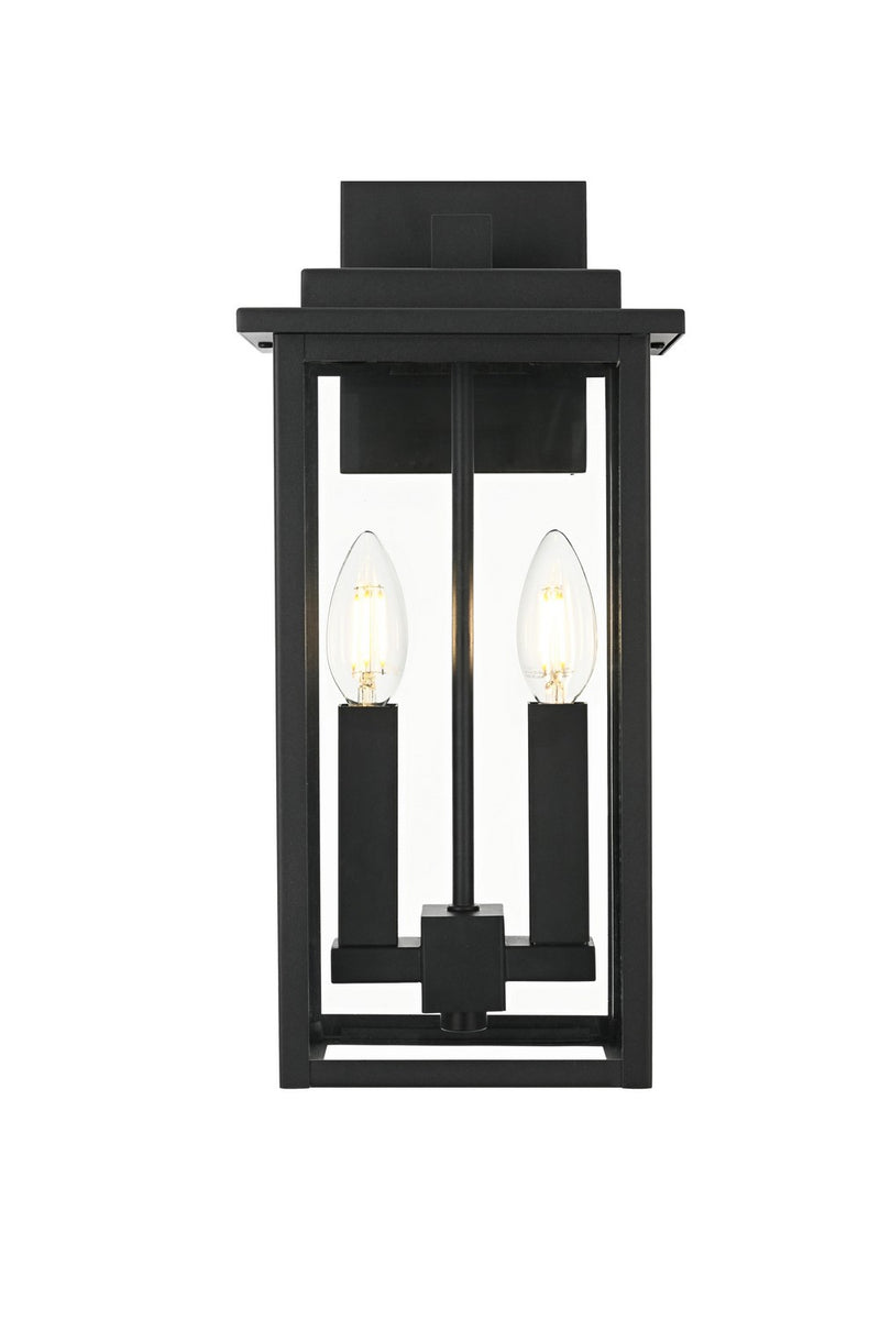 Elegant Lighting OD501W15BK Two Light Outdoor Wall Sconce, Black