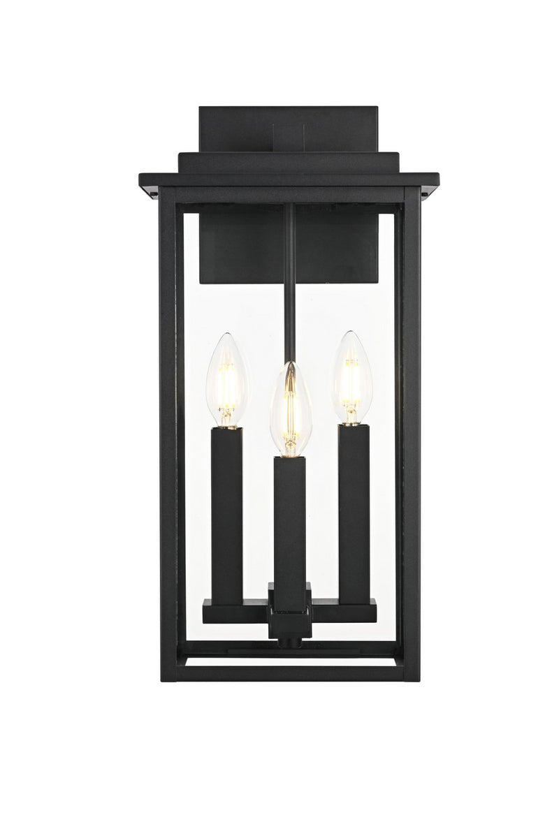 Elegant Lighting OD501W18BK Three Light Outdoor Wall Sconce, Black