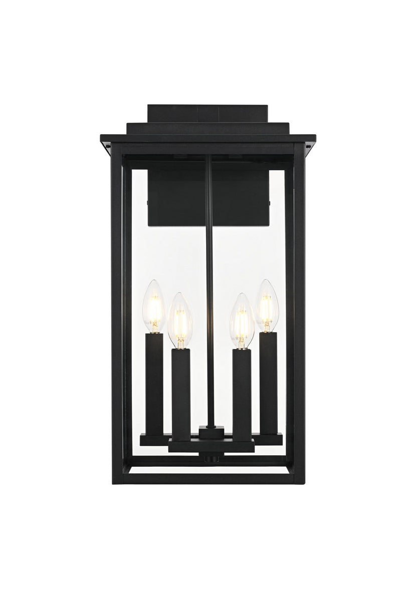 Elegant Lighting OD501W21BK Four Light Outdoor Wall Sconce, Black