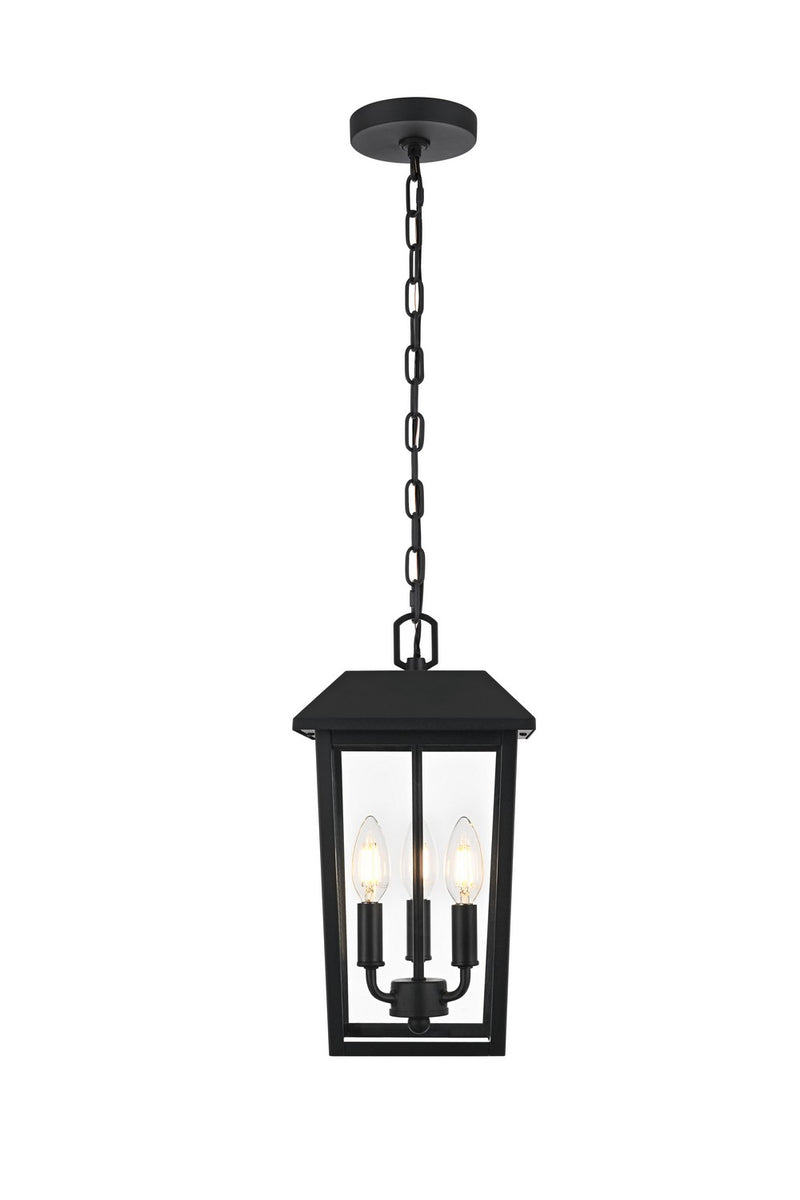 Elegant Lighting OD502H15BK Three Light Outdoor Pendant, Black
