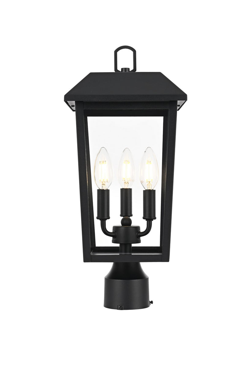 Elegant Lighting OD502P18BK Three Light Outdoor Post Mount, Black