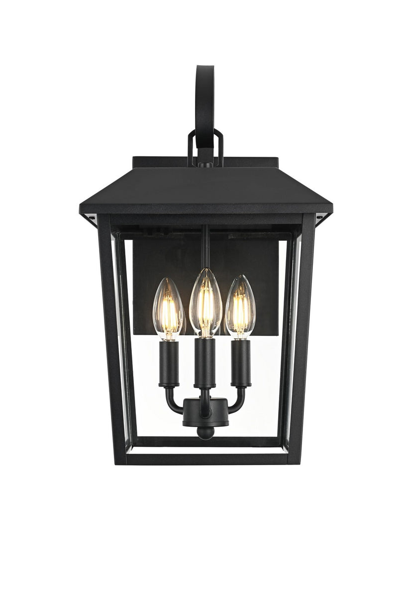 Elegant Lighting OD502W17BK Three Light Outdoor Wall Sconce, Black