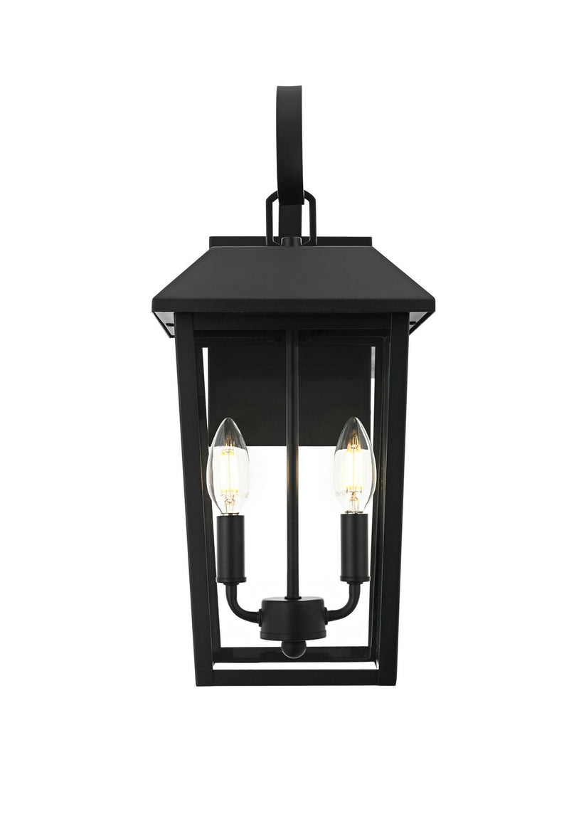 Elegant Lighting OD502W18BK Two Light Outdoor Wall Sconce, Black
