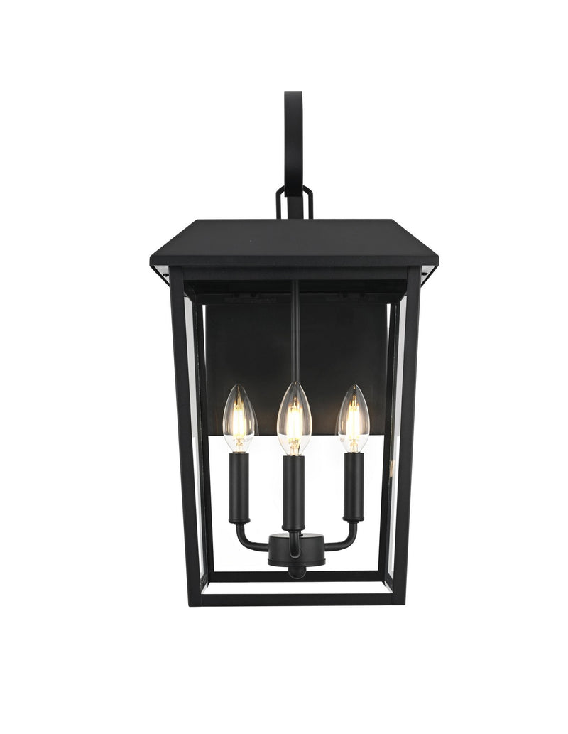 Elegant Lighting OD502W22BK Three Light Outdoor Wall Sconce, Black