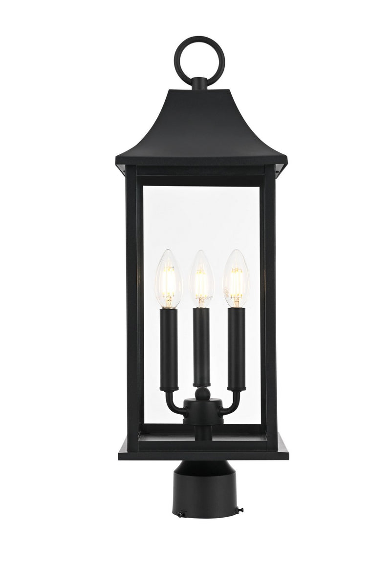 Elegant Lighting OD503P24BK Three Light Outdoor Post Mount, Black