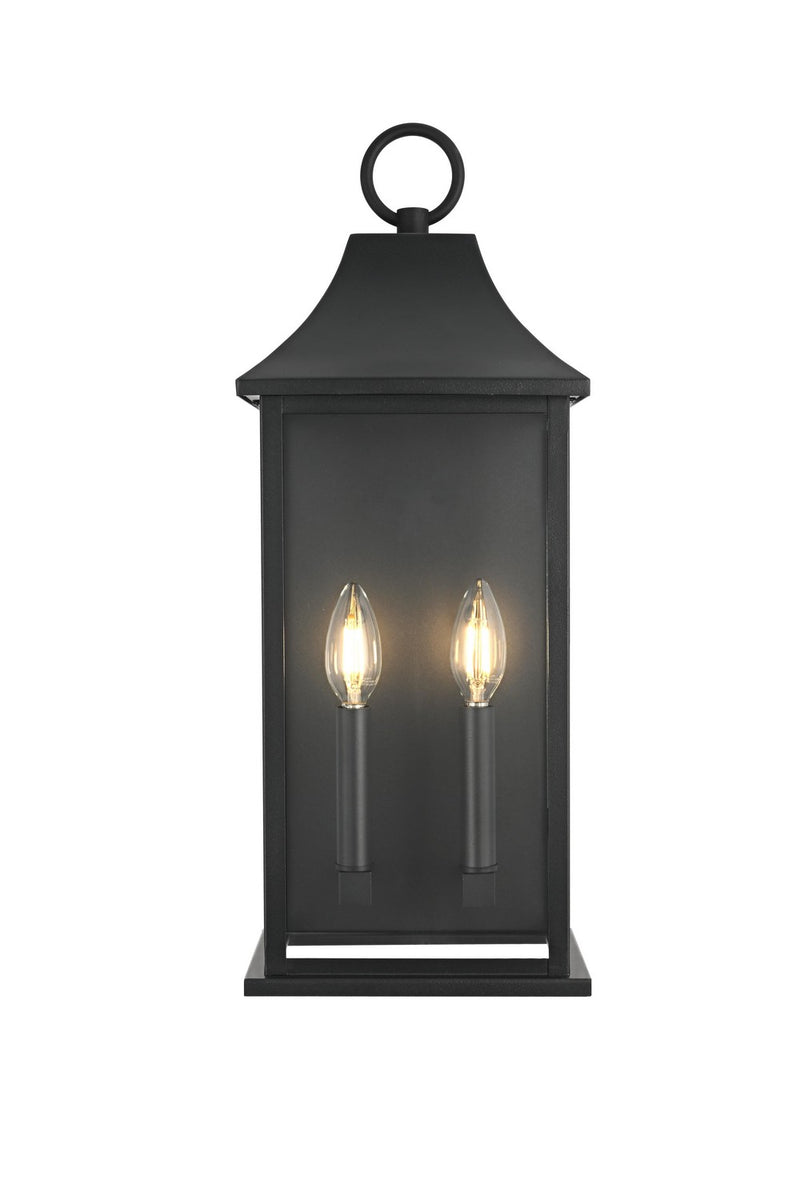 Elegant Lighting OD503W21BK Two Light Outdoor Wall Sconce, Black