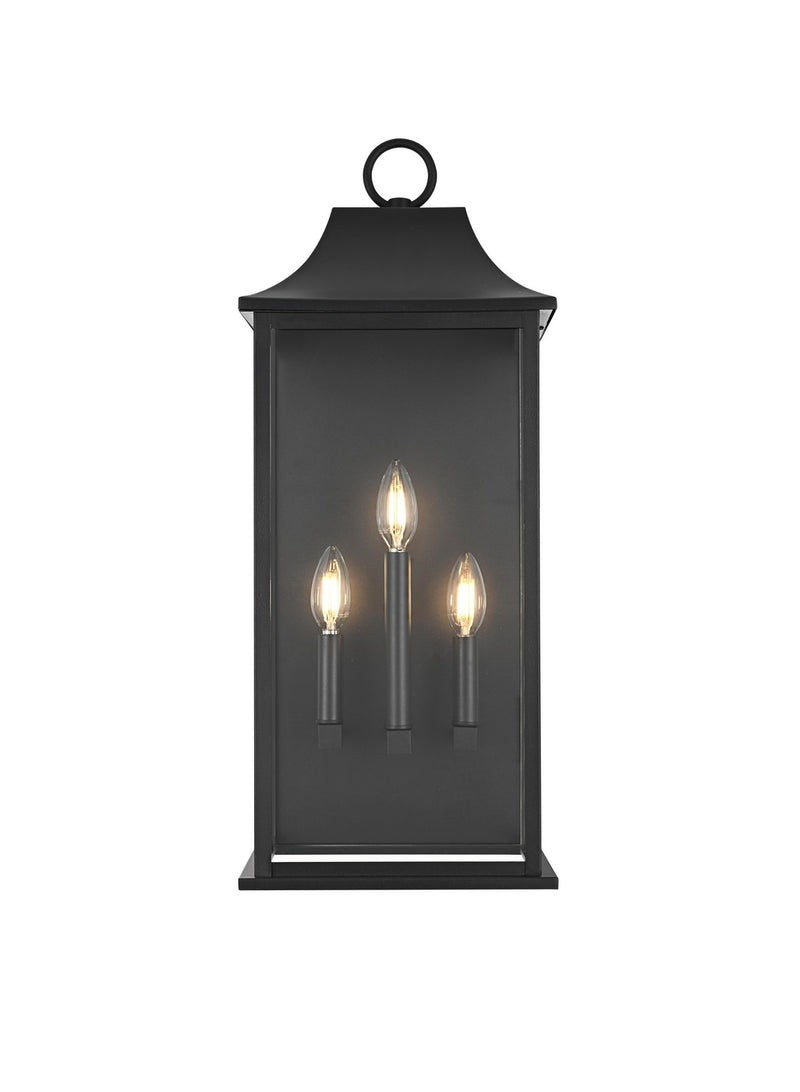 Elegant Lighting OD503W25BK Three Light Outdoor Wall Sconce, Black