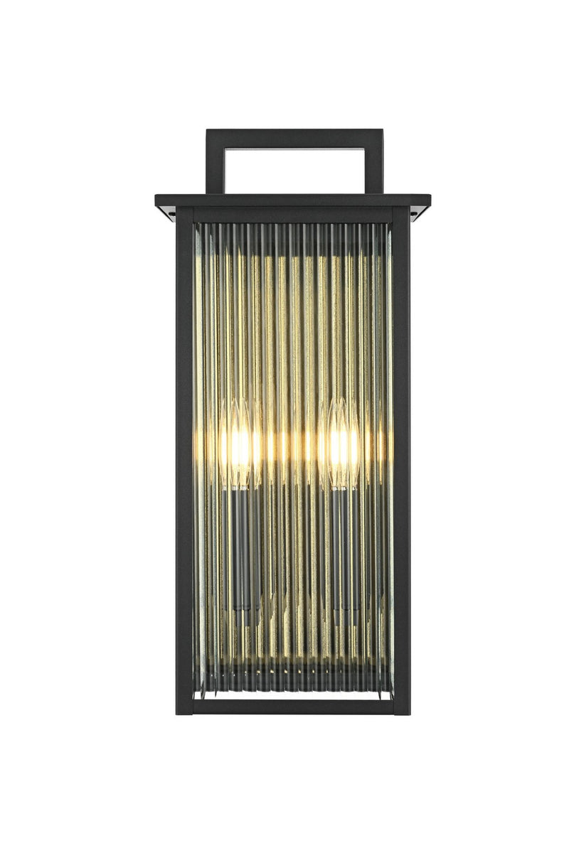 Elegant Lighting OD513W19BK Two Light Outdoor Wall Sconce, Black