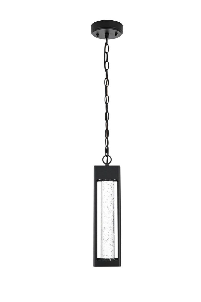 Elegant Lighting OD604H15BK LED Outdoor Pendant, Black and Clear