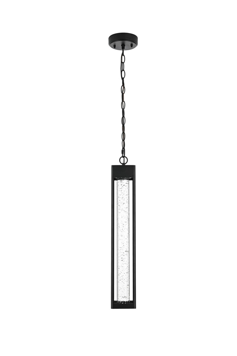 Elegant Lighting OD604H23BK LED Outdoor Pendant, Black and Clear