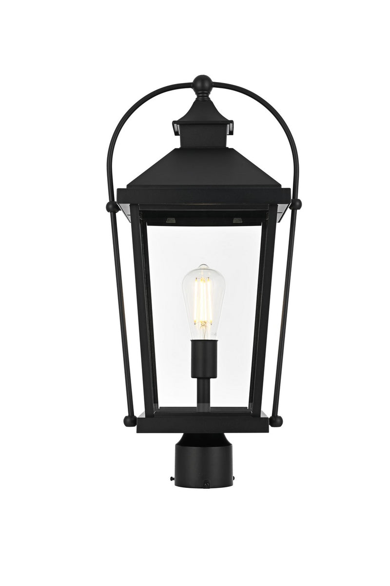 Elegant Lighting OD605P23BK One Light Outdoor Post Mount, Black and Clear