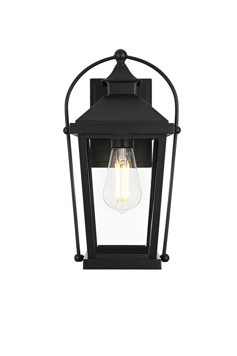 Elegant Lighting OD605W14BK One Light Outdoor Wall Sconce, Black and Clear