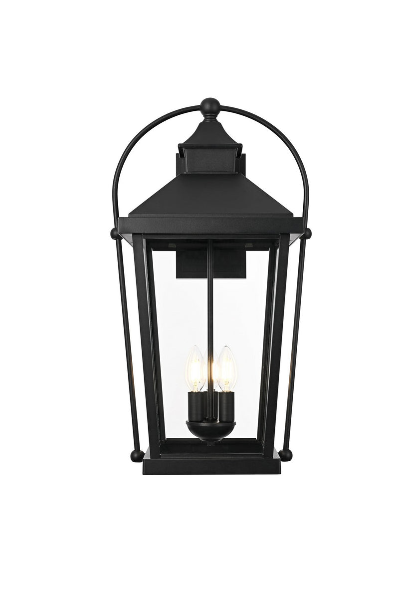Elegant Lighting OD605W24BK Three Light Outdoor Wall Sconce, Black and Clear