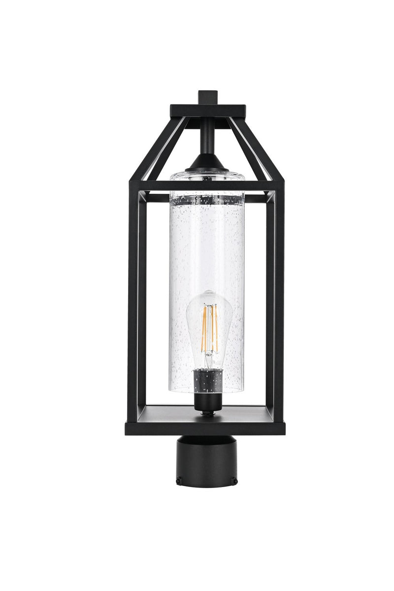 Elegant Lighting OD606P21BK One Light Outdoor Post Mount, Black and Clear