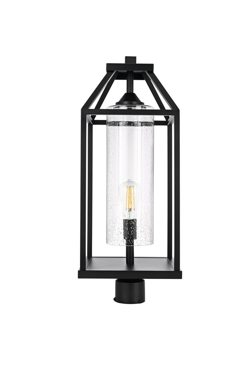Elegant Lighting OD606P26BK One Light Outdoor Post Mount, Black and Clear
