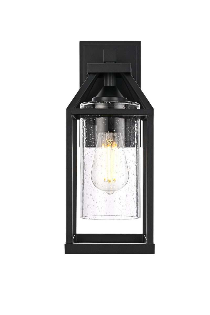 Elegant Lighting OD606W14BK One Light Outdoor Wall Sconce, Black and Clear