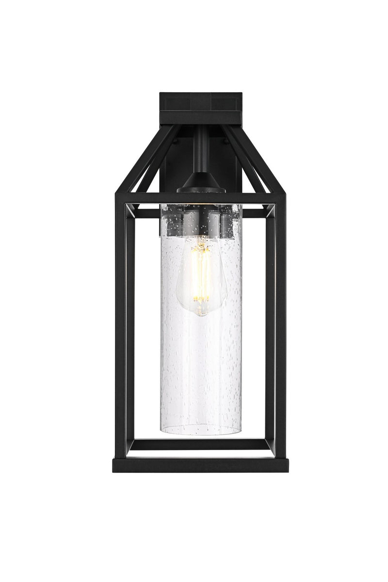 Elegant Lighting OD606W19BK One Light Outdoor Wall Sconce, Black and Clear