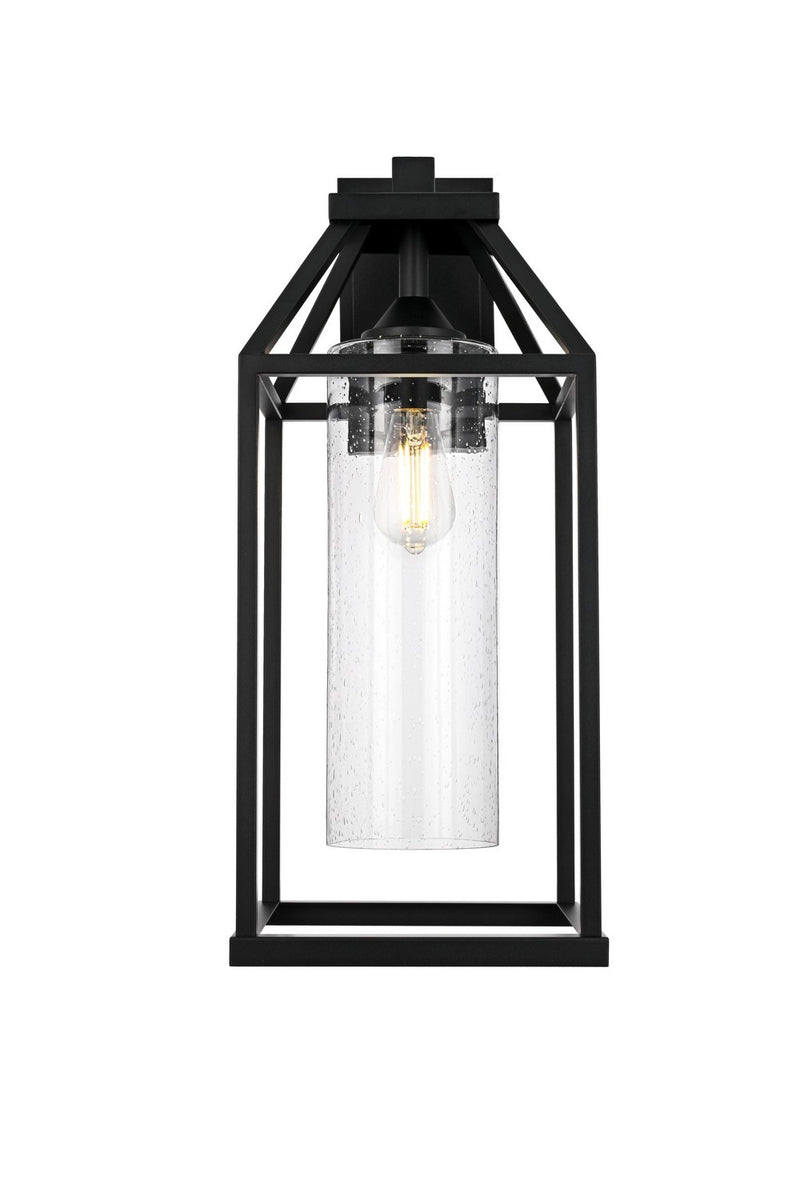 Elegant Lighting OD606W24BK One Light Outdoor Wall Sconce, Black and Clear