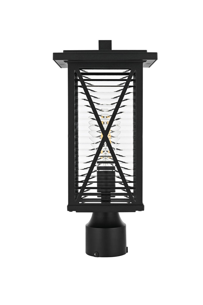 Elegant Lighting OD607P16BK One Light Outdoor Post Mount, Black and Clear