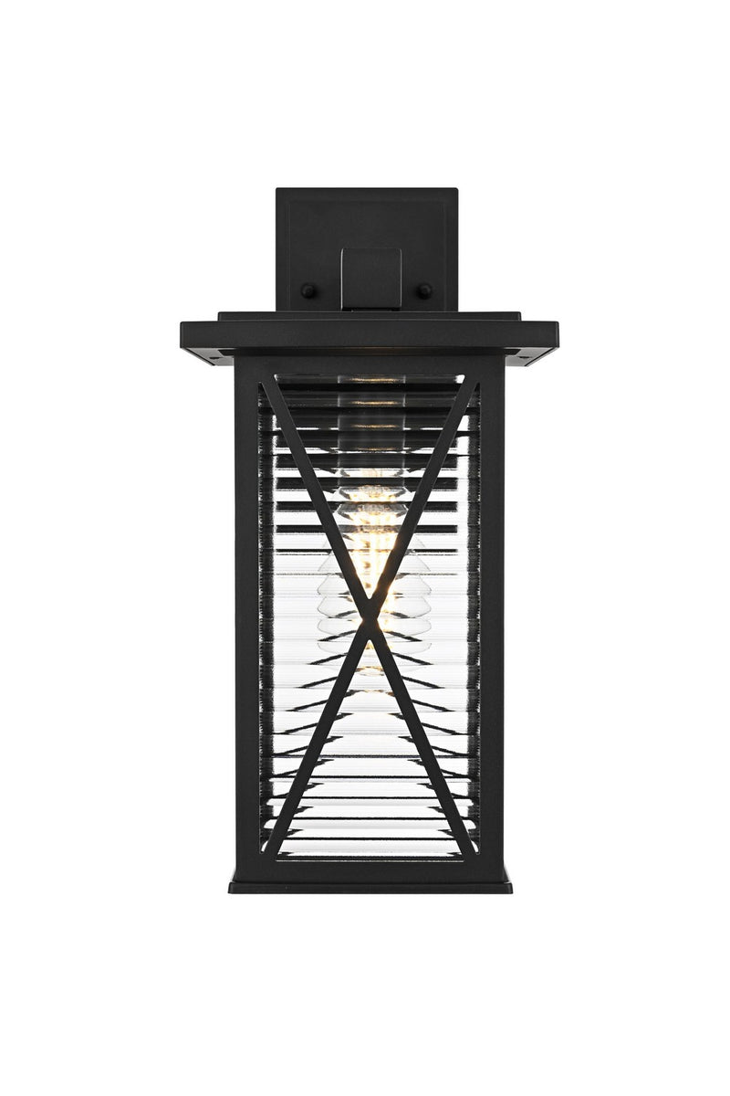 Elegant Lighting OD607W15BK One Light Outdoor Wall Sconce, Black and Clear