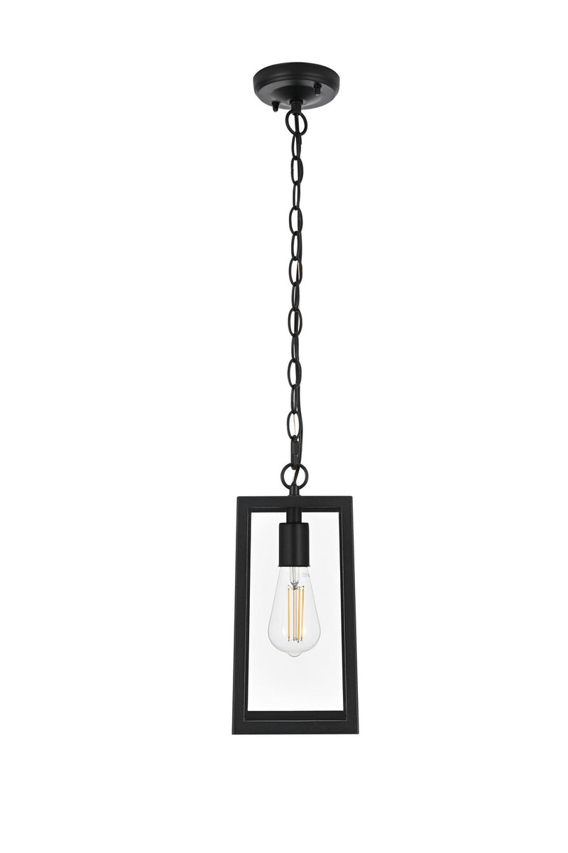 Elegant Lighting OD608H13BK One Light Outdoor Pendant, Black and Clear