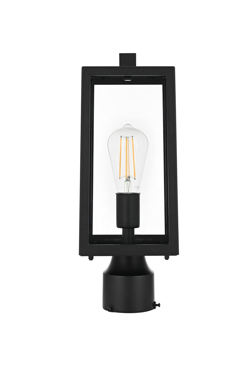 Elegant Lighting OD608P15BK One Light Outdoor Post Mount, Black and Clear