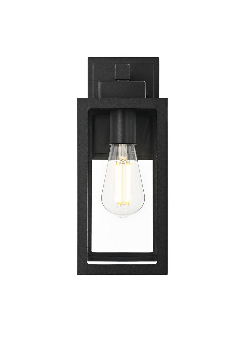 Elegant Lighting OD608W13BK One Light Outdoor Wall Sconce, Black and Clear