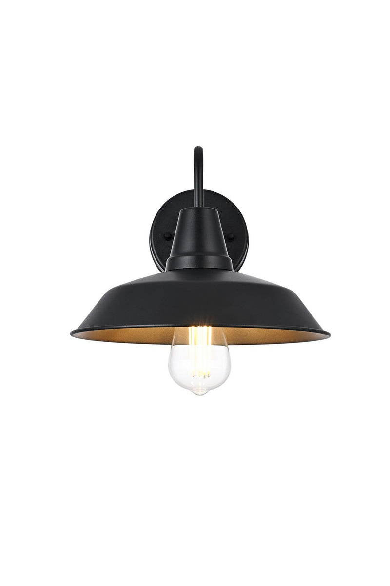 Elegant Lighting OD610W13BK One Light Outdoor Wall Sconce, Black and Clear