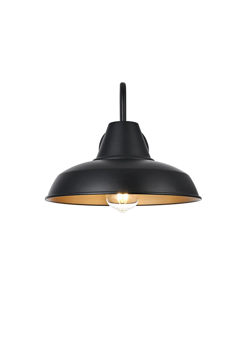 Elegant Lighting OD610W15BK One Light Outdoor Wall Sconce, Black and Clear