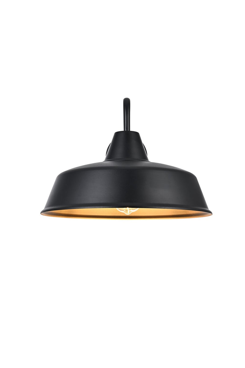 Elegant Lighting OD610W18BK One Light Outdoor Wall Sconce, Black and Clear