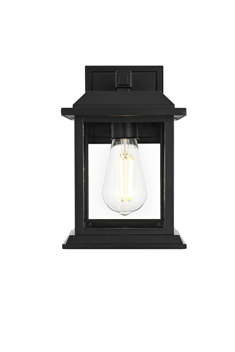 Elegant Lighting OD611W10BK One Light Outdoor Wall Sconce, Black and Clear