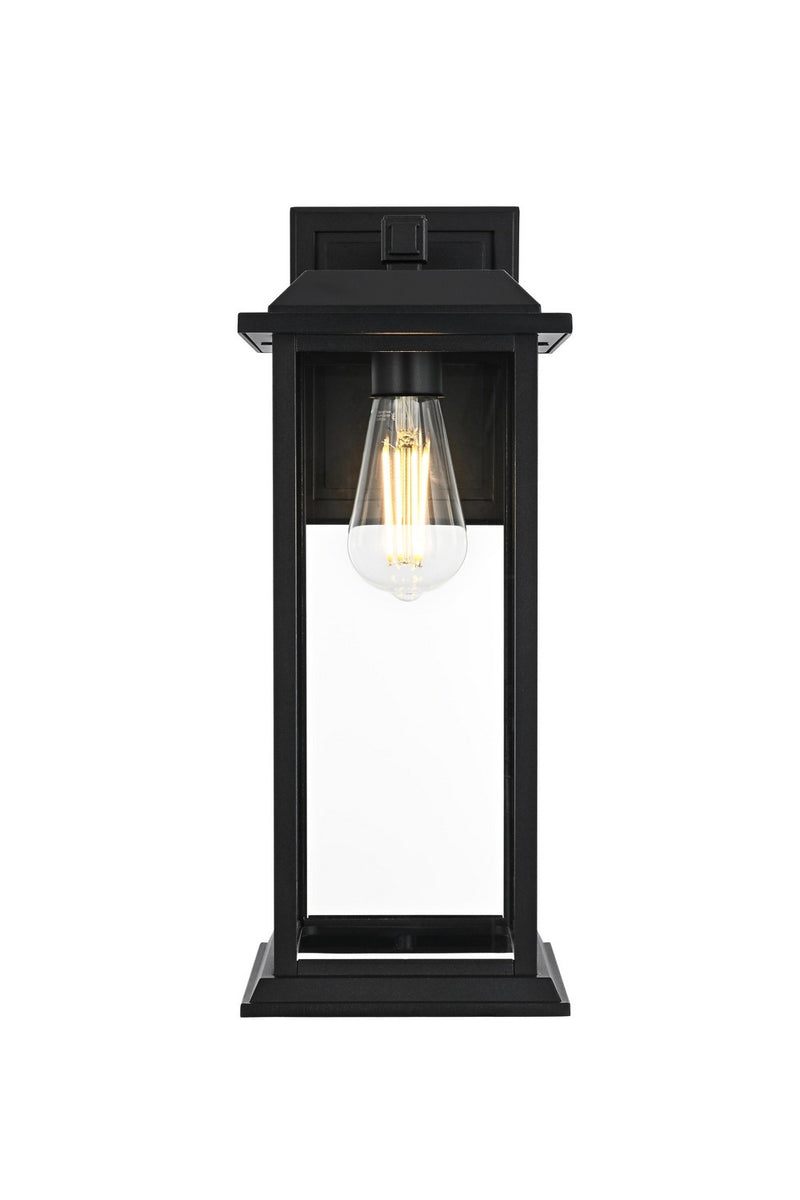 Elegant Lighting OD611W17BK One Light Outdoor Wall Sconce, Black and Clear