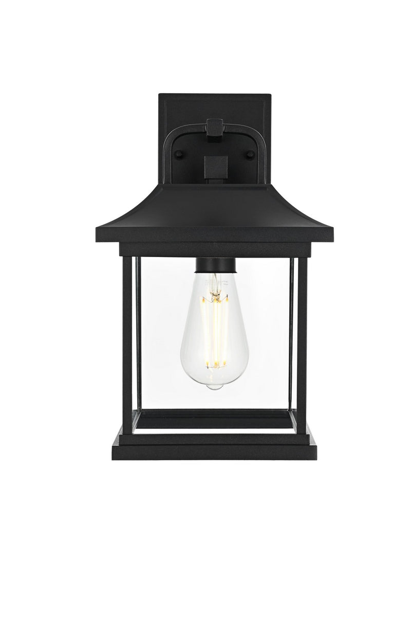 Elegant Lighting OD612W13BK One Light Outdoor Wall Sconce, Black and Clear