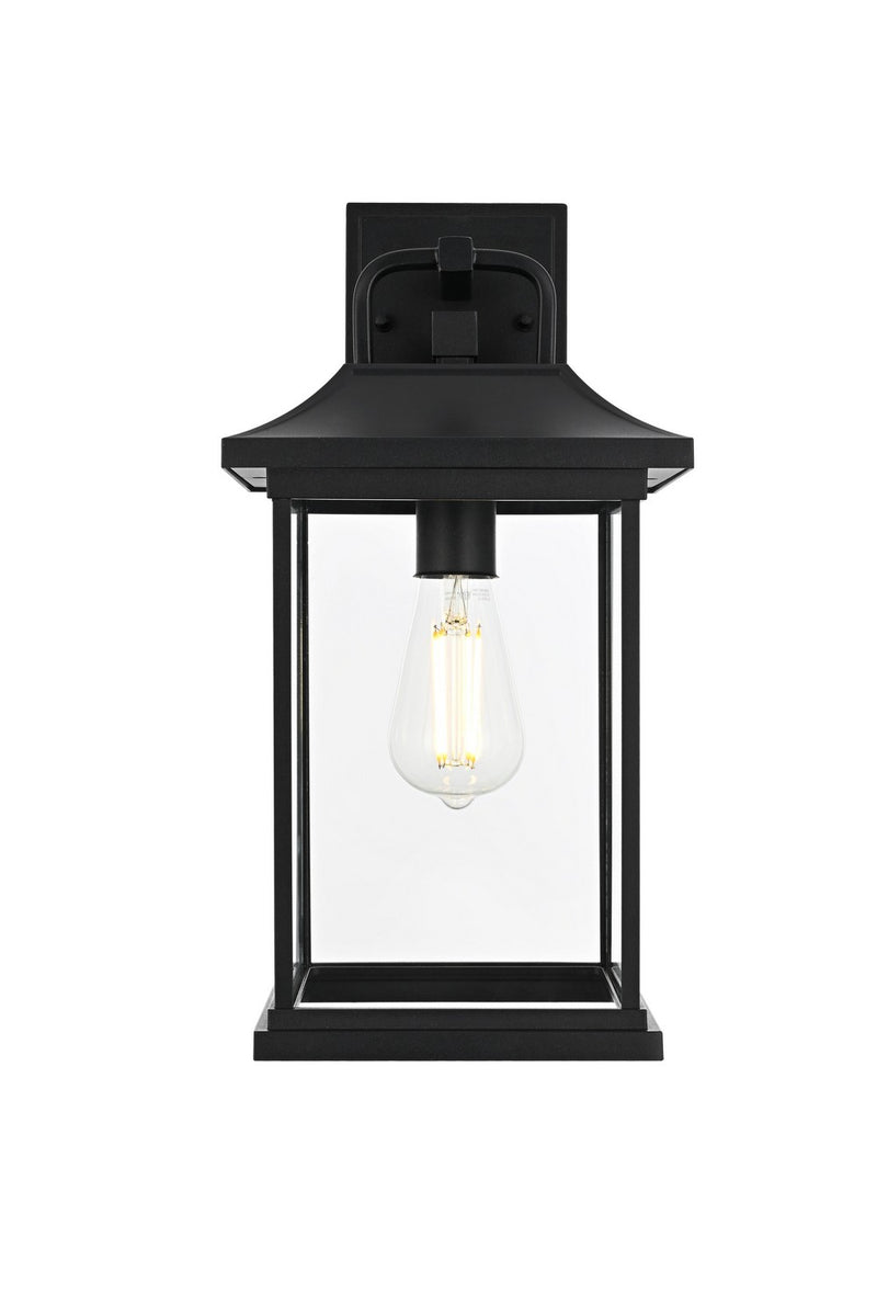 Elegant Lighting OD612W16BK One Light Outdoor Wall Sconce, Black and Clear