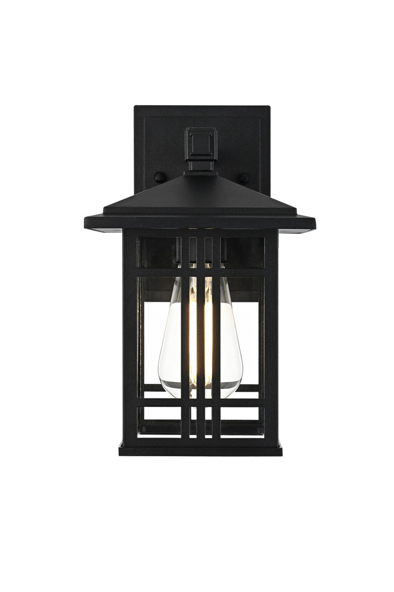 Elegant Lighting OD613W10BK One Light Outdoor Wall Sconce, Black and Clear