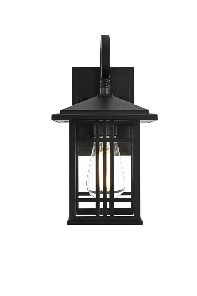 Elegant Lighting OD613W12BK One Light Outdoor Wall Sconce, Black and Clear
