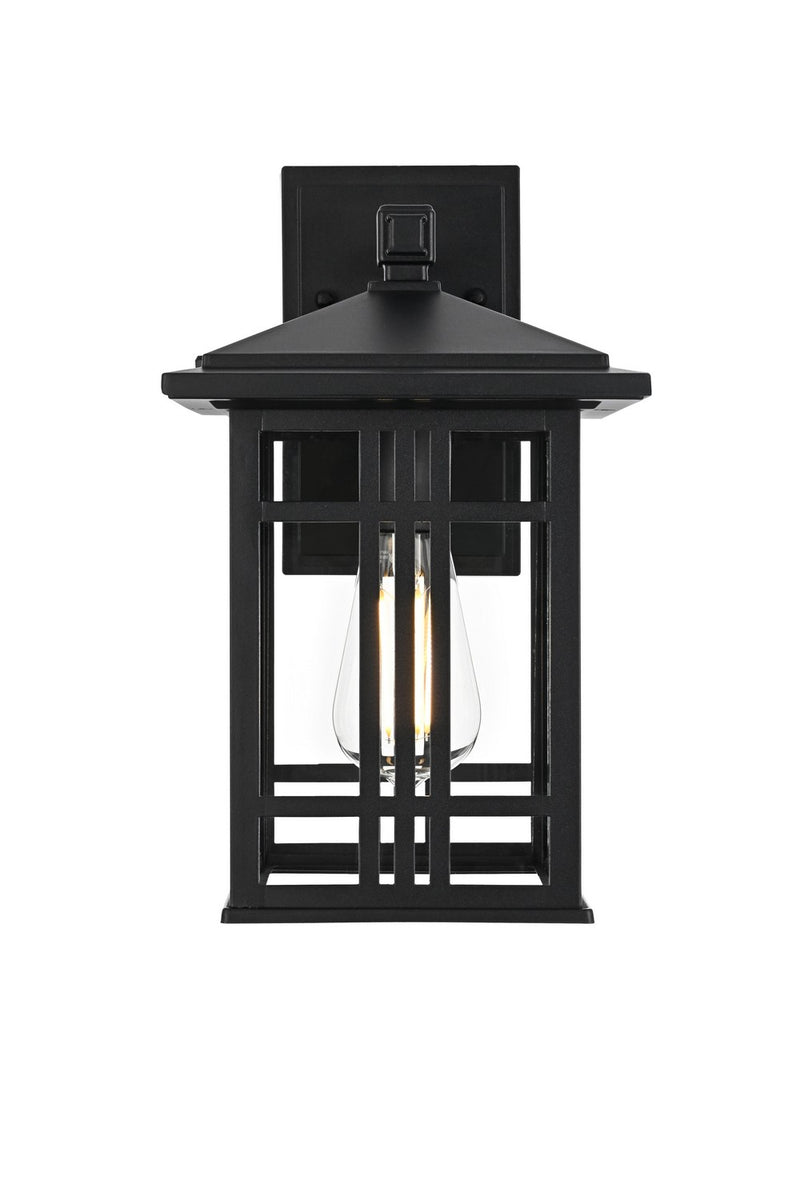 Elegant Lighting OD613W13BK One Light Outdoor Wall Sconce, Black and Clear