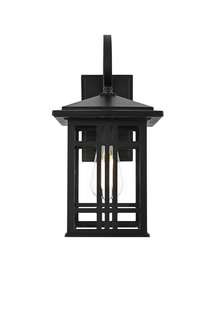 Elegant Lighting OD613W14BK One Light Outdoor Wall Sconce, Black and Clear