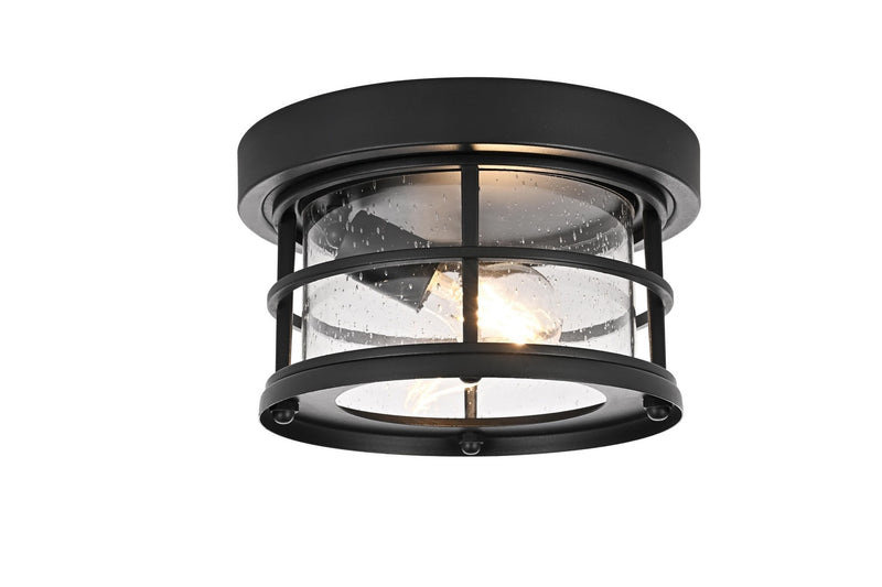 Elegant Lighting OD614F10BK One Light Outdoor Flush Mount, Black and Clear
