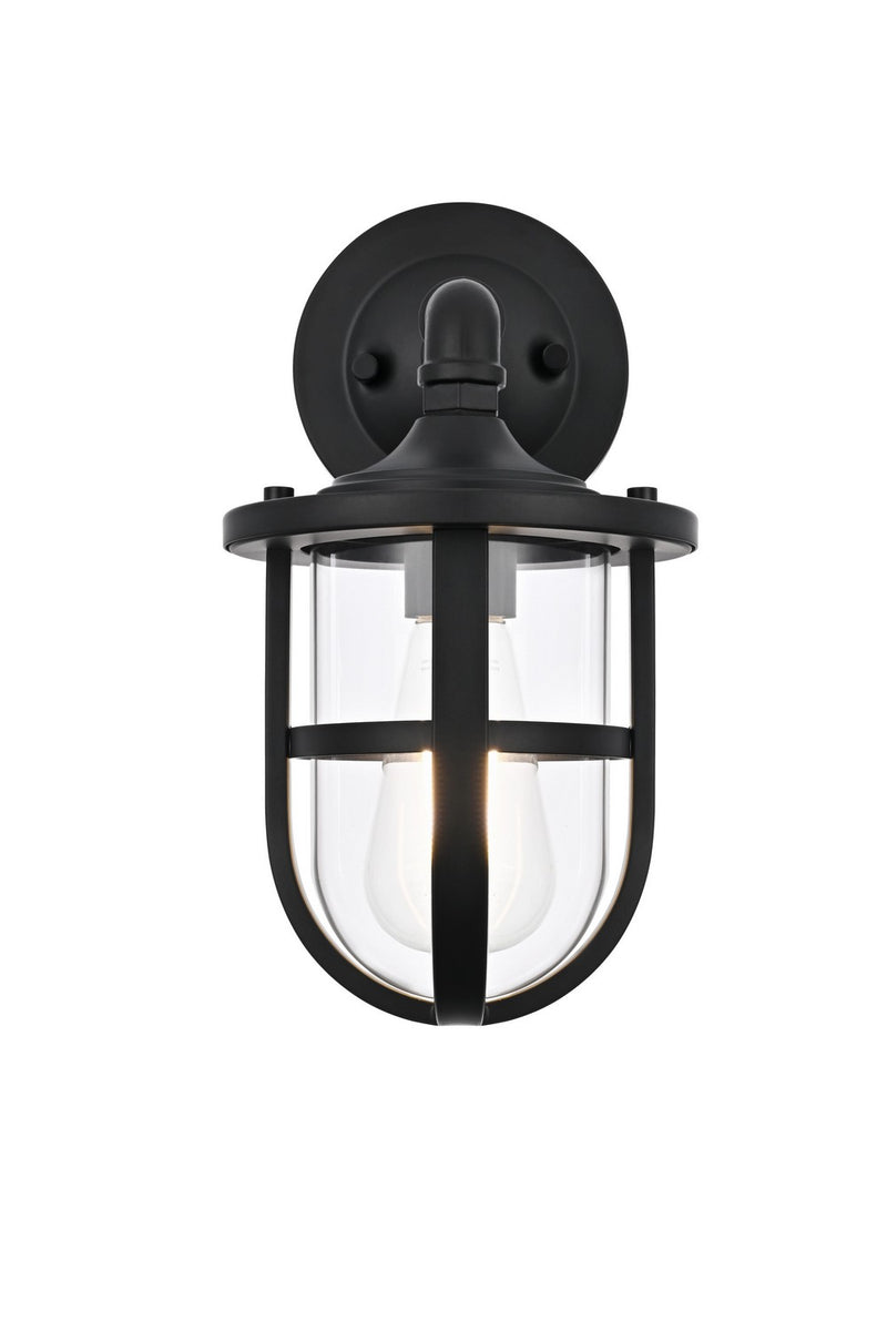 Elegant Lighting OD807W12BK One Light Outdoor Wall Sconce, Black