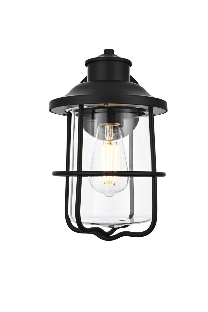 Elegant Lighting OD808W12BK One Light Outdoor Wall Sconce, Black