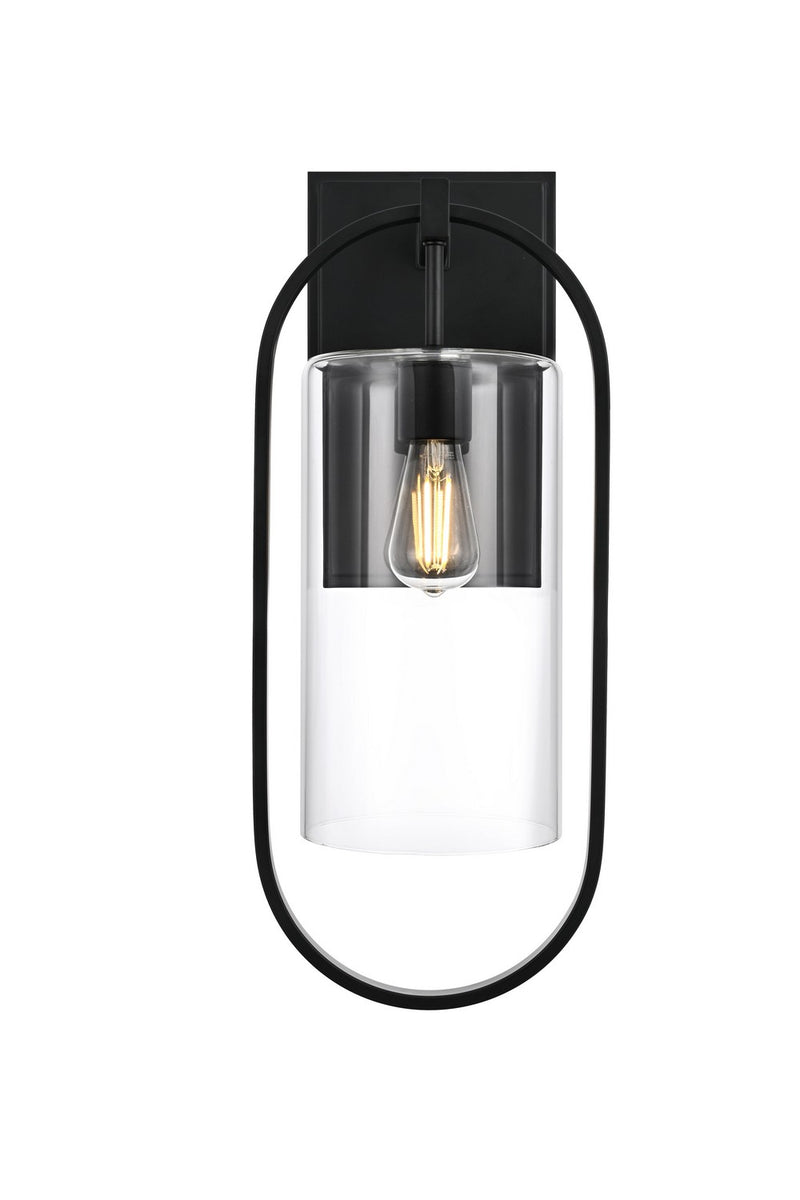 Elegant Lighting OD811W24BK One Light Outdoor Wall Sconce, Black