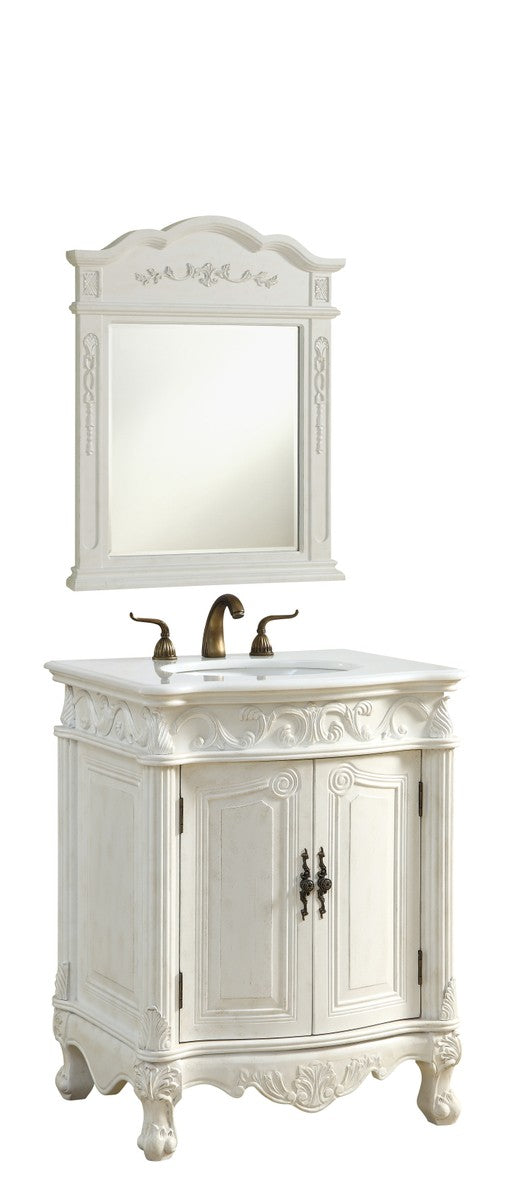 Elegant Lighting VF-1008-VW Single Bathroom Vanity, Antique white