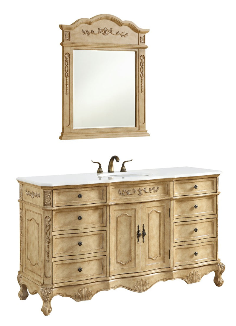 Elegant Lighting VF101S60AB-VW Single Bathroom Vanity, Antique beige