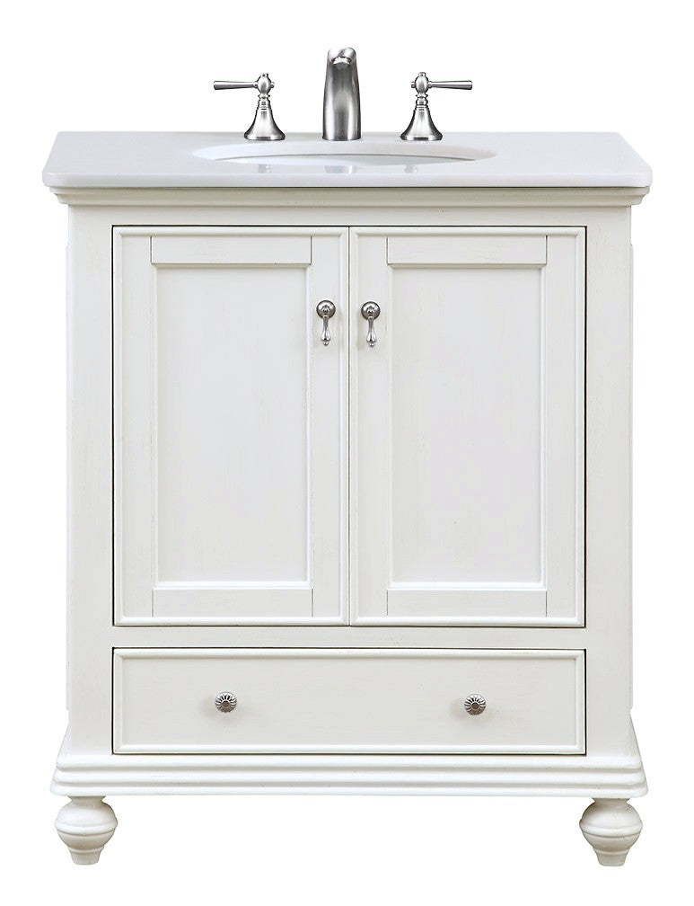Elegant Lighting VF-1023-VW Single Bathroom Vanity, Antique white