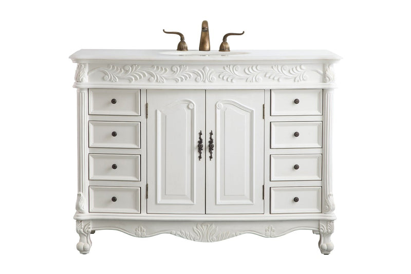 Elegant Lighting VF-1039-VW Single Bathroom Vanity, Antique white