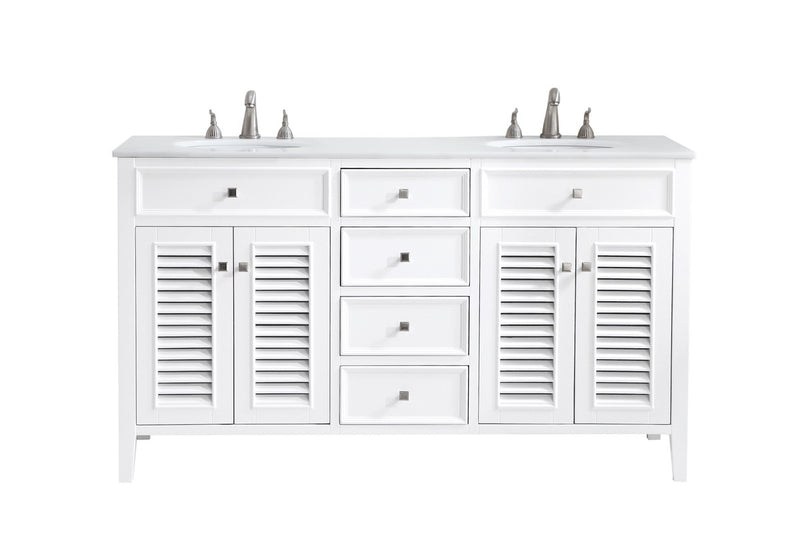 Elegant Lighting VF-1042-VW Double Bathroom Vanity, Antique white