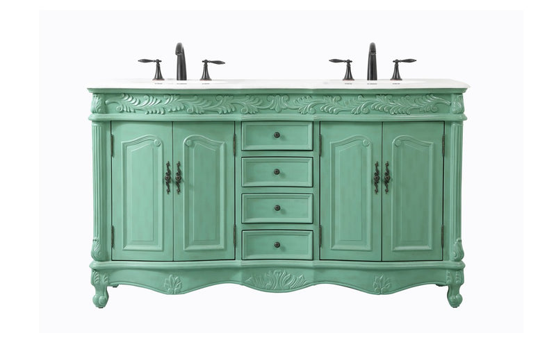 Elegant Lighting VF-1049VM-VW Double Bathroom Vanity, Vintage mint