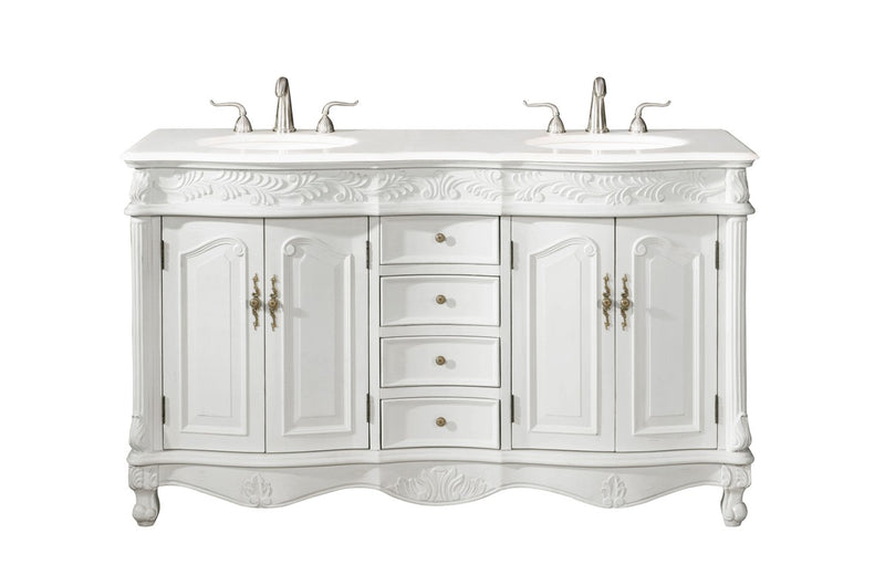 Elegant Lighting VF-1049-VW Double Bathroom Vanity, Antique white