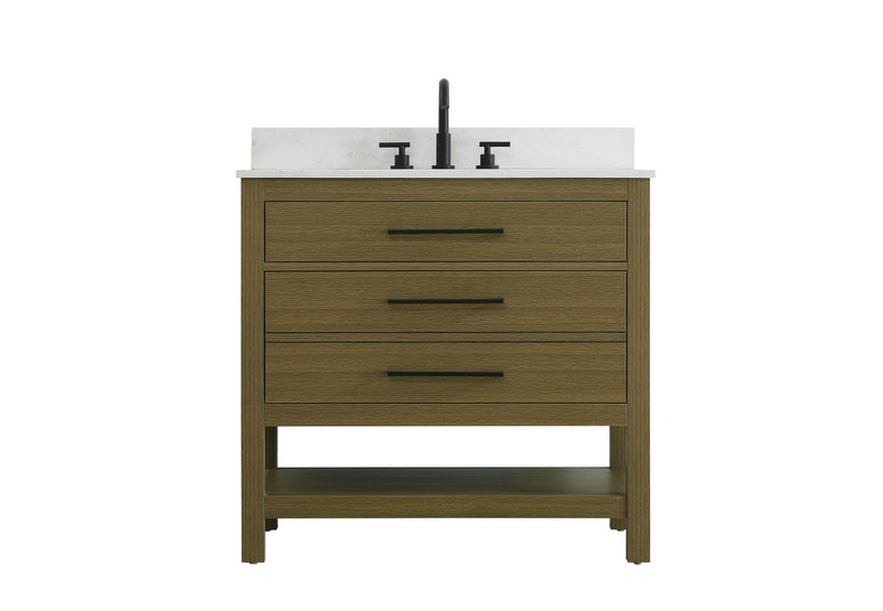 Elegant Lighting VF60536MCB-BS Bathroom Vanity, Chestnut Brown